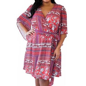 Maree Pour Toi Printed Faux Wrap Dress